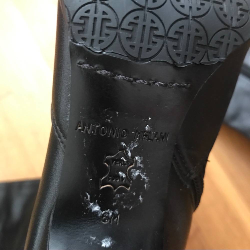 ANTONIO MELANI NWOT Heel Black Mid Calf Leather Buckle Boots 8 - Picture 3 of 6